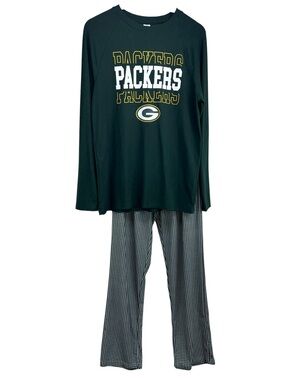 Green Bay Packers NFL Team Apparel Long Sleeve and Pants Pajama Set Adult Small